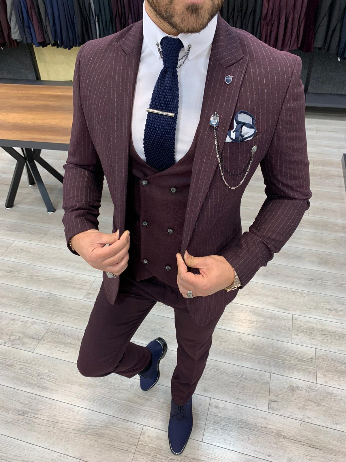 Rocca Burgundy Slim Fit Pinstripe Suit-baagr.myshopify.com-1-BOJONI