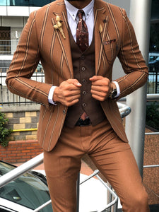 Slim-Fit Striped Suit Vest Camel-baagr.myshopify.com-suit-BOJONI