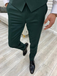 Partoni Royal Green Velvet Slim Fit Tuxedo-baagr.myshopify.com-1-BOJONI