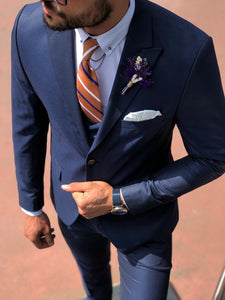 Baha  Slim-Fit Patterned Suit Vest Navy Blue-baagr.myshopify.com-suit-BOJONI