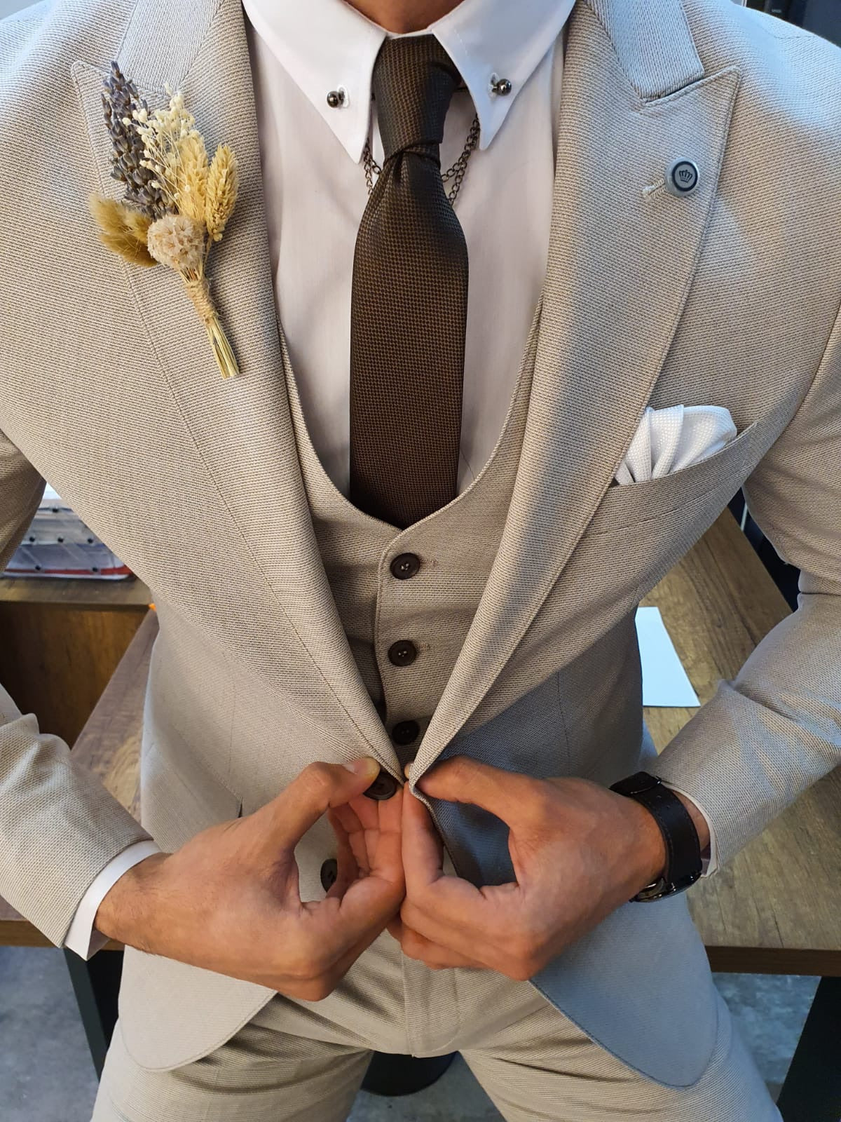 Marc Slim-Fit Suit Vest Beige-baagr.myshopify.com-suit-BOJONI