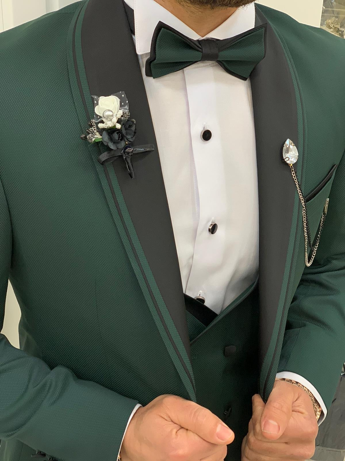 Partoni Royal Green Slim Fit Tuxedo-baagr.myshopify.com-1-BOJONI