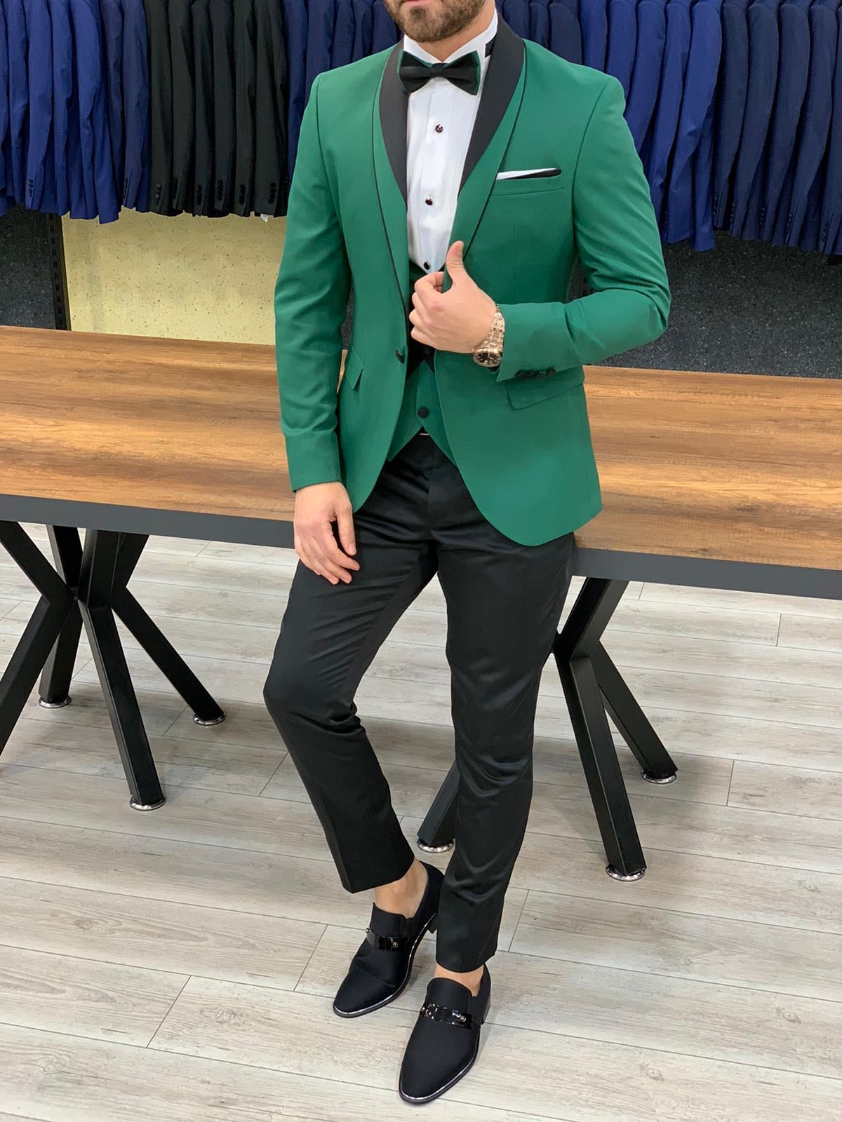 Forenza Royal Slim Fit Green Tuxedo-baagr.myshopify.com-1-BOJONI