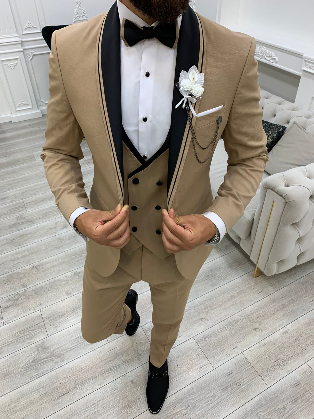 Rocca Dark Cream Slim Fit Tuxedo-baagr.myshopify.com-1-BOJONI