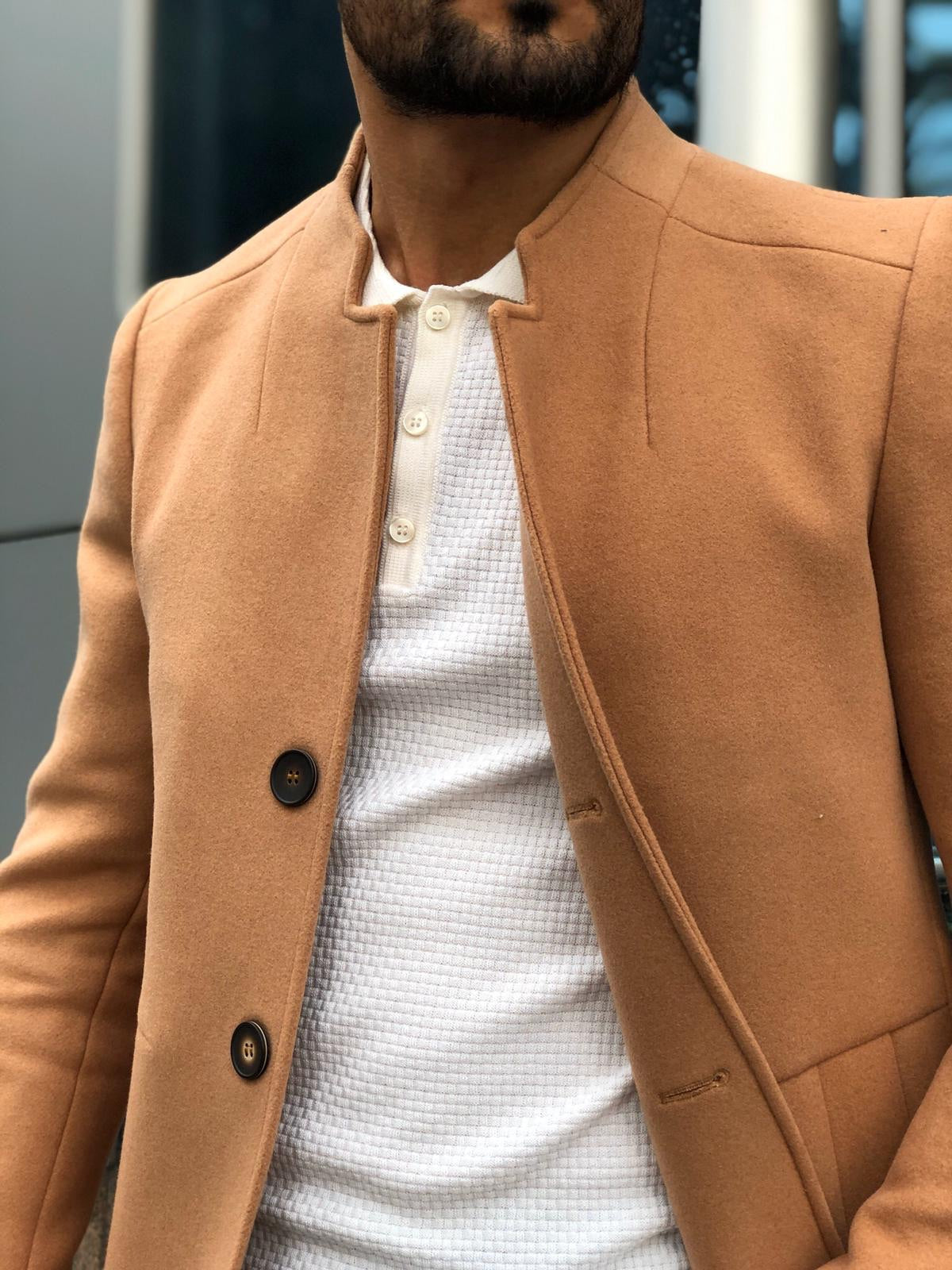 Slim-Fit Wool Coat Camel-baagr.myshopify.com-Jacket-BOJONI