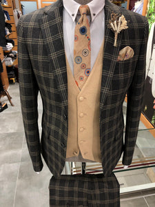 Rimini Slim-Fit Plaid Suit Vest Black-baagr.myshopify.com-suit-BOJONI