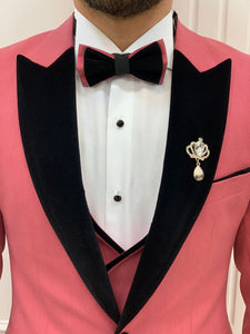 Bojoni Tishko Pink Velvet  Slim Fit Tuxedo