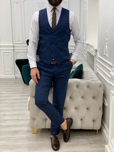 Bojoni Stefano Navy Blue Slim Fit Suit