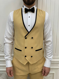 Bojoni Tishko Yellow Velvet  Slim Fit Tuxedo