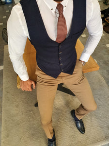 Severi Navy Blue Slim Fit Vest-baagr.myshopify.com-suit-BOJONI