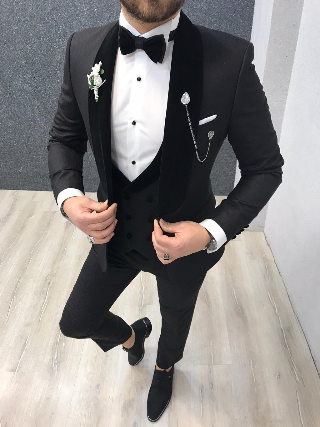 Nova Slim Fit Velvet Black Tuxedo-baagr.myshopify.com-1-BOJONI