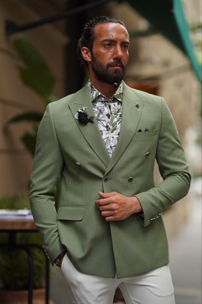 Bojoni Serra Green Slim Fit Combination Suit