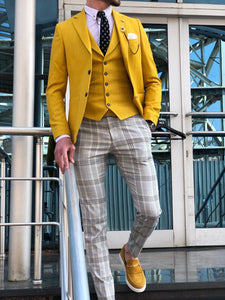 Multi Slim-Fit  Suit Vest Yellow-baagr.myshopify.com-suit-brabion