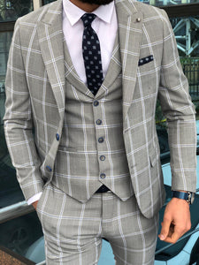 Slim-Fit Plaid  Suit Vest Gray-baagr.myshopify.com-suit-BOJONI