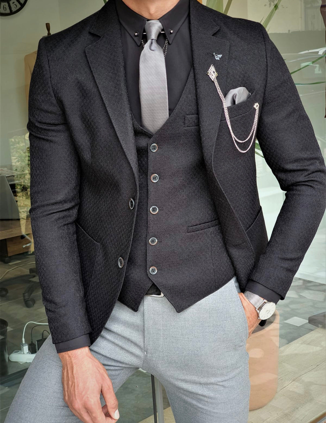 Garuzo  Black Slim Fit Suit-baagr.myshopify.com-suit-BOJONI