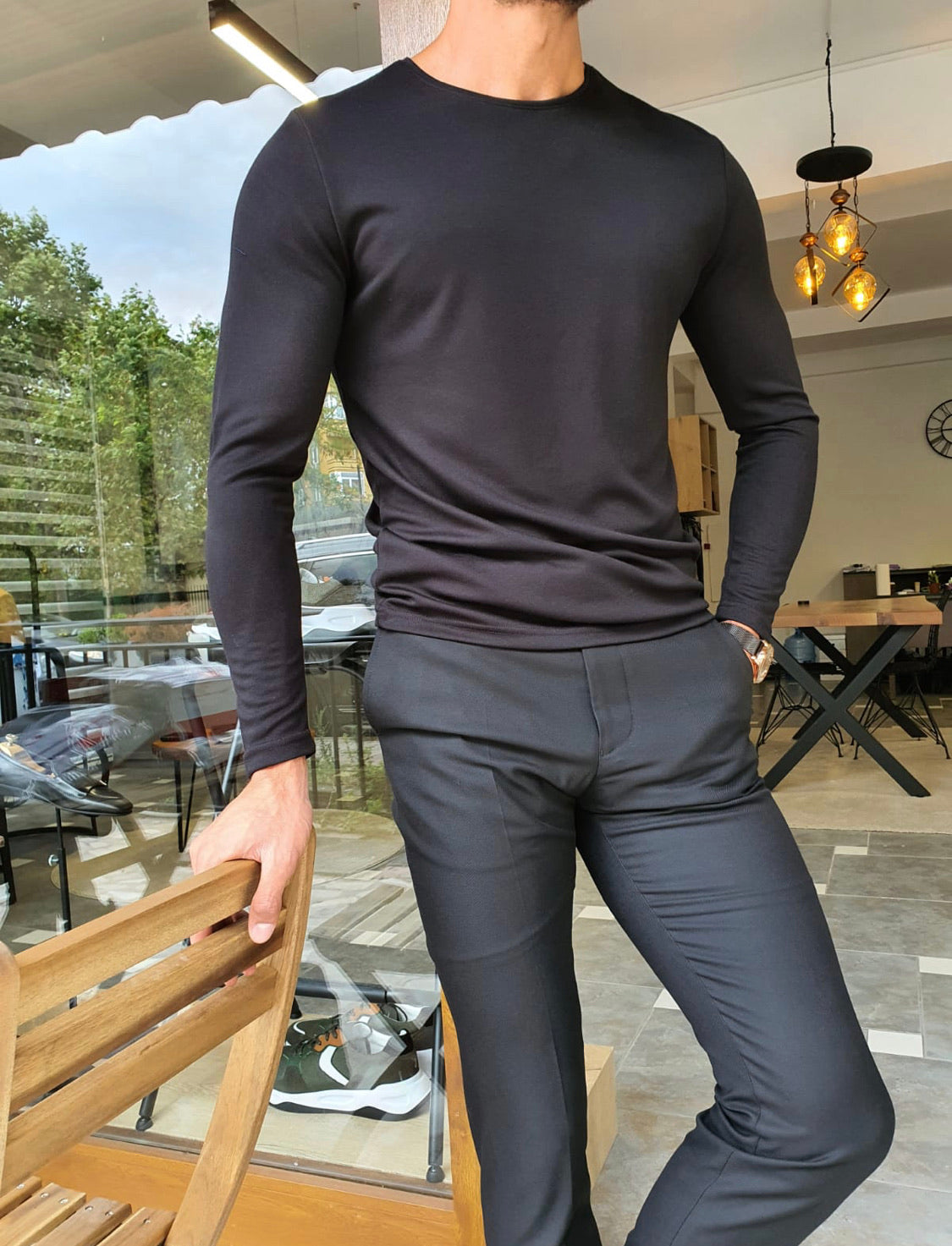 Anchorage Black Slim Fit Round Neck Sweatshirt-baagr.myshopify.com-sweatshirts-BOJONI