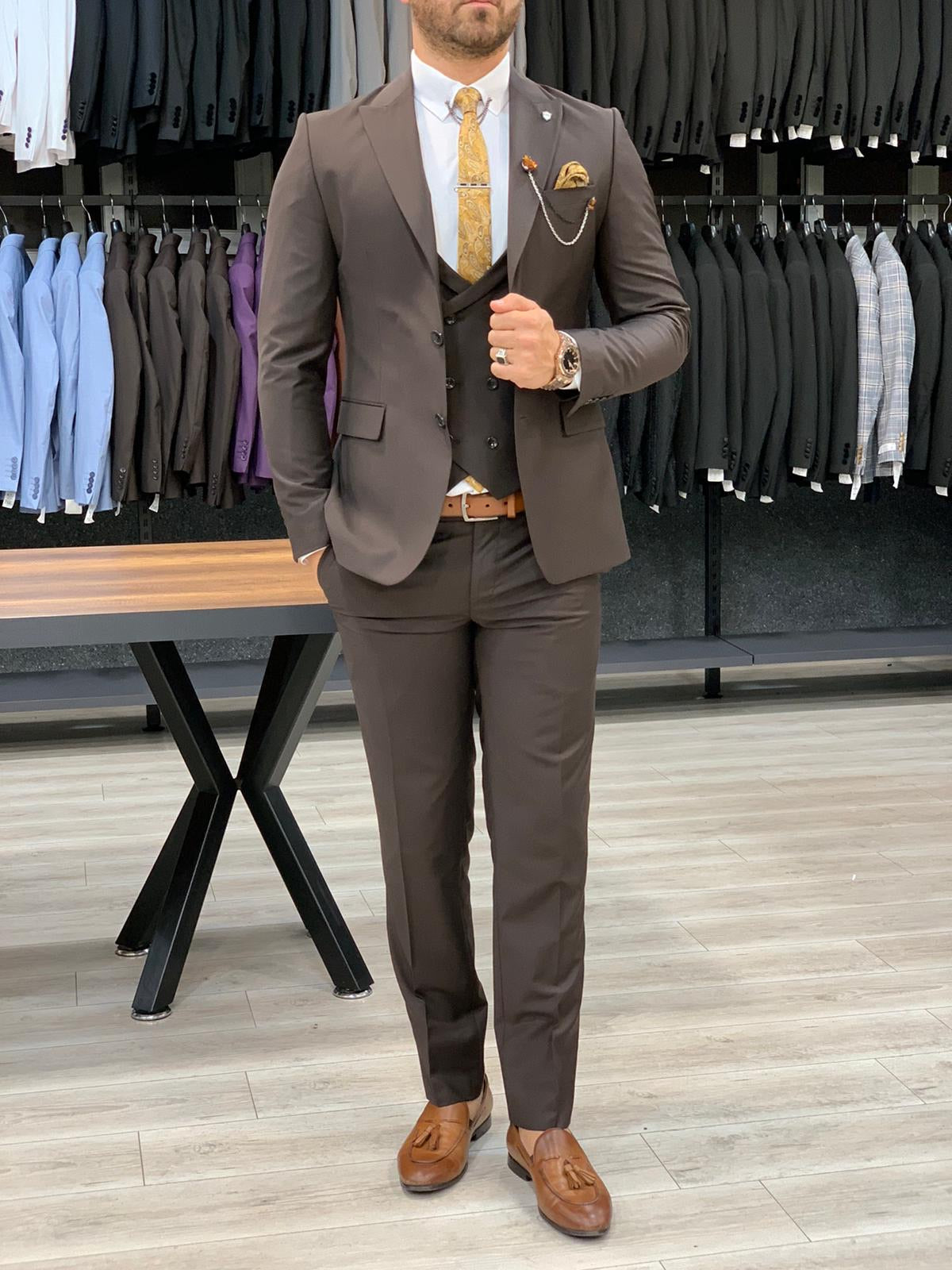 Verona Brown Slim Fit Wool Suit-baagr.myshopify.com-1-BOJONI