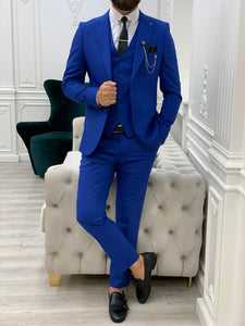 Lambrusco Blue Slim Fit Peak Lapel Striped Suit-baagr.myshopify.com-1-BOJONI
