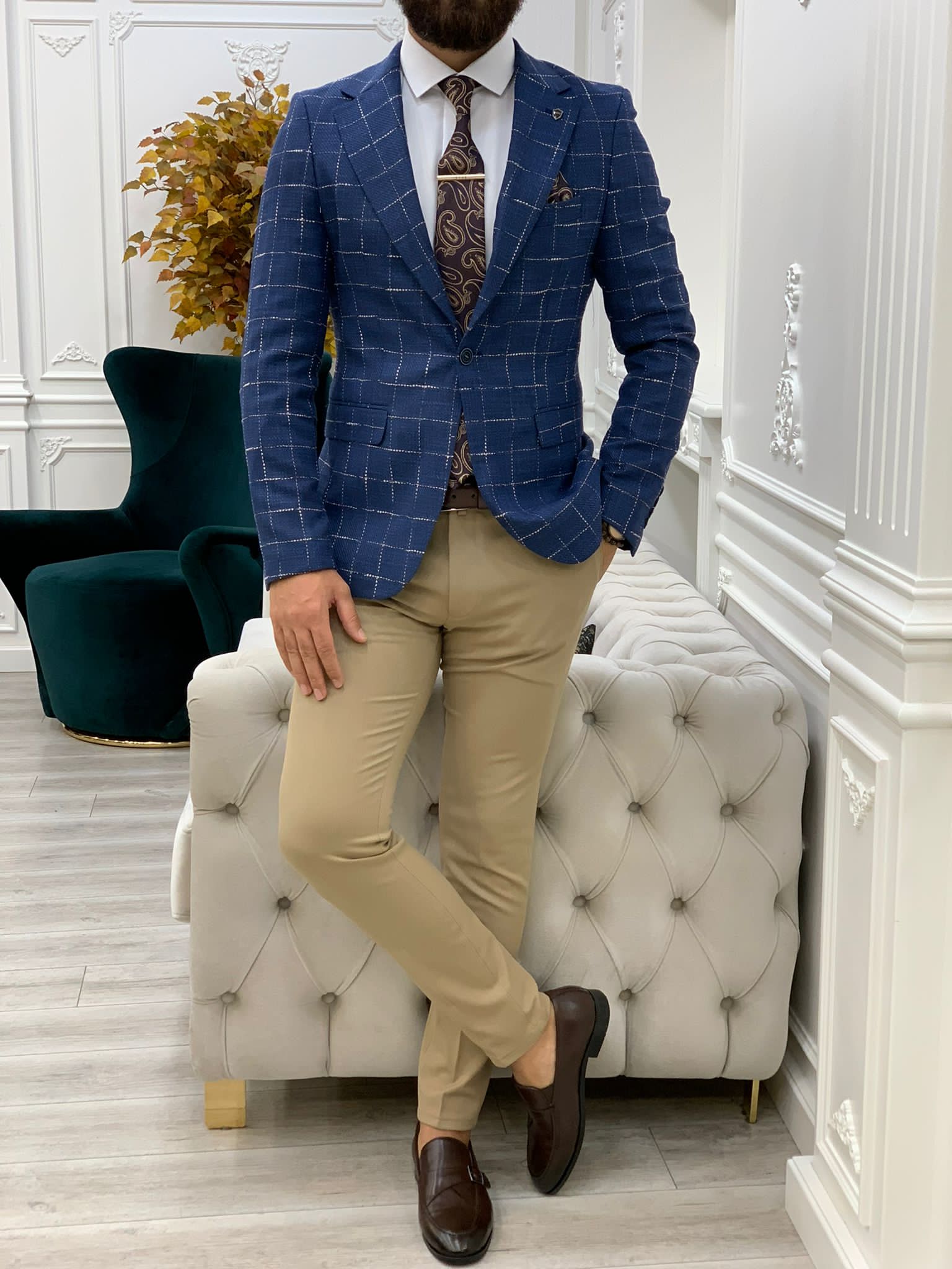 Serra Blue Slim Fit Plaid Suit-baagr.myshopify.com-1-BOJONI