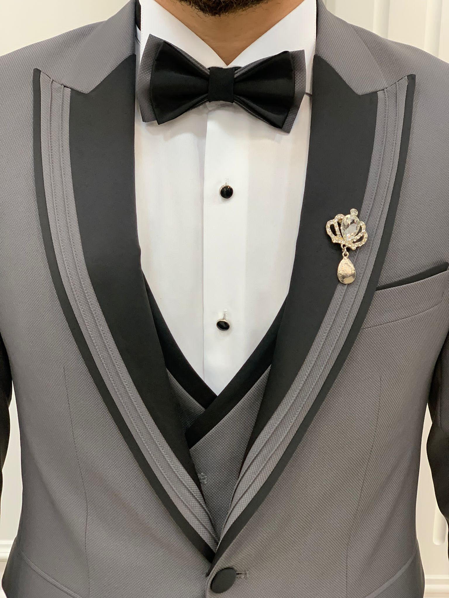 Bojoni Tishko Gray  Slim Fit Tuxedo