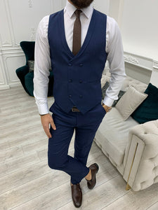 Bojoni Stefano Navy Blue Slim Fit Suit