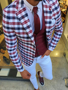 Skyesville Red Slim Fit Plaid Suit-baagr.myshopify.com-suit-BOJONI