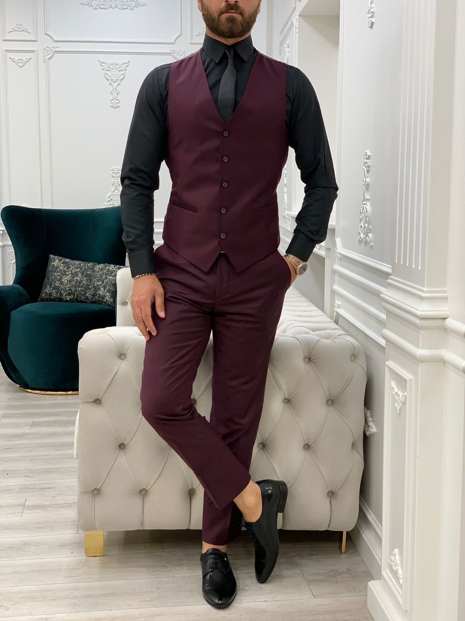 Forenzax Burgyndy Slim Fit Suit-baagr.myshopify.com-1-BOJONI