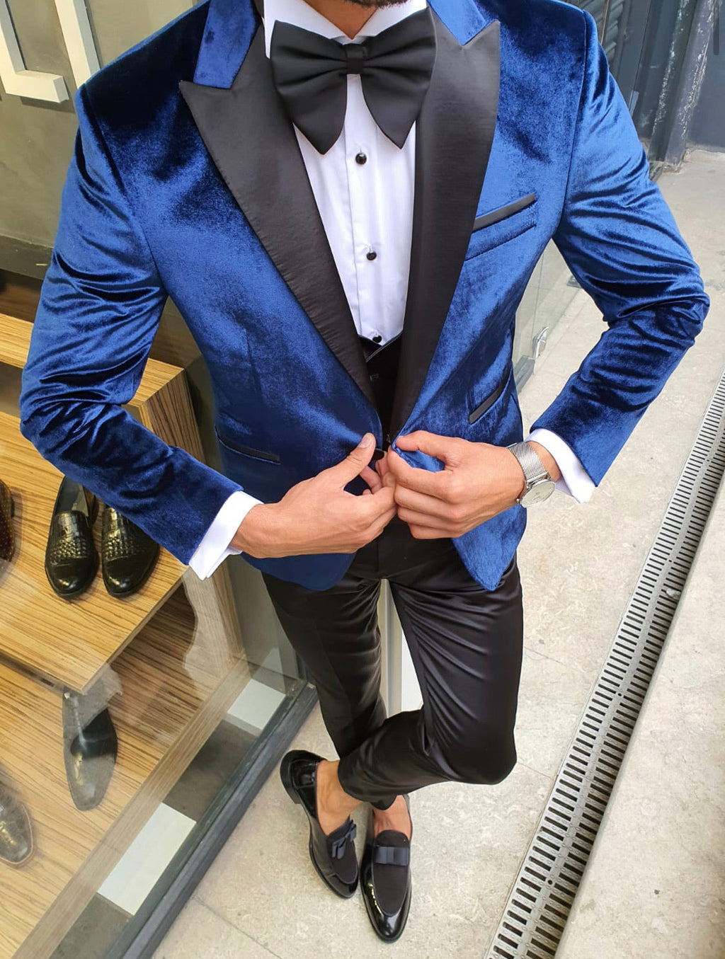 Nocelli Indigo Slim Fit Peak Lapel Velvet Tuxedo-baagr.myshopify.com-suit-BOJONI