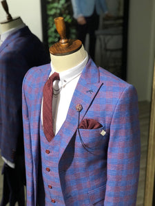 Folndess Slim-Fit Plaid Suit Vest Sax-baagr.myshopify.com-suit-BOJONI