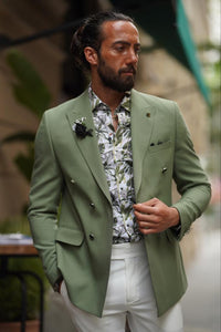 Bojoni Serra Green Slim Fit Combination Suit