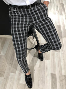 Ferrar Plaid Black Slim Pants-baagr.myshopify.com-Pants-BOJONI