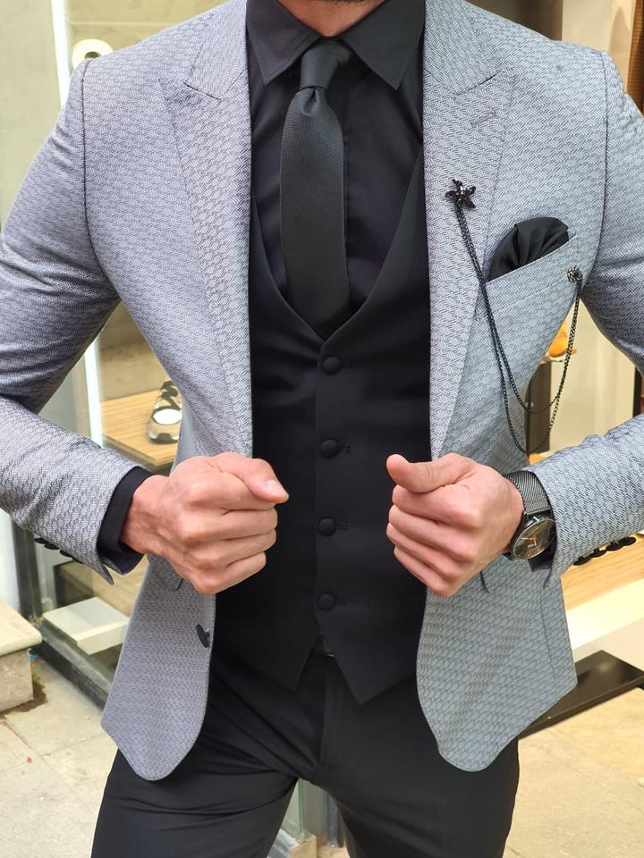 Novak Gray Slim Fit Patterned Suit-baagr.myshopify.com-suit-BOJONI