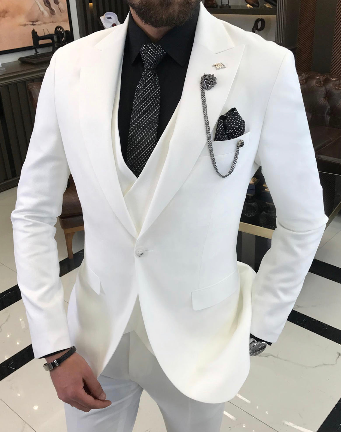 Bojoni Dayton Slim Fit White  Suit