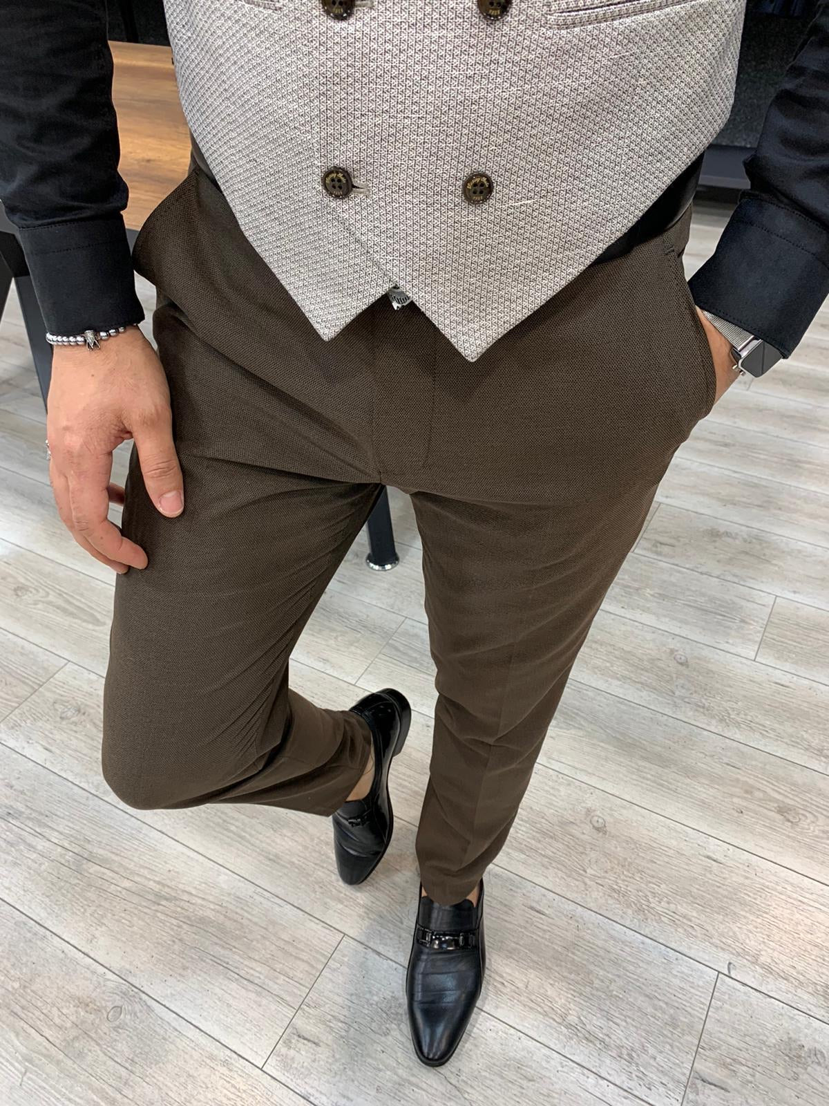 Fontetti Coffee Slim Fit Plaid Suit-baagr.myshopify.com-1-BOJONI