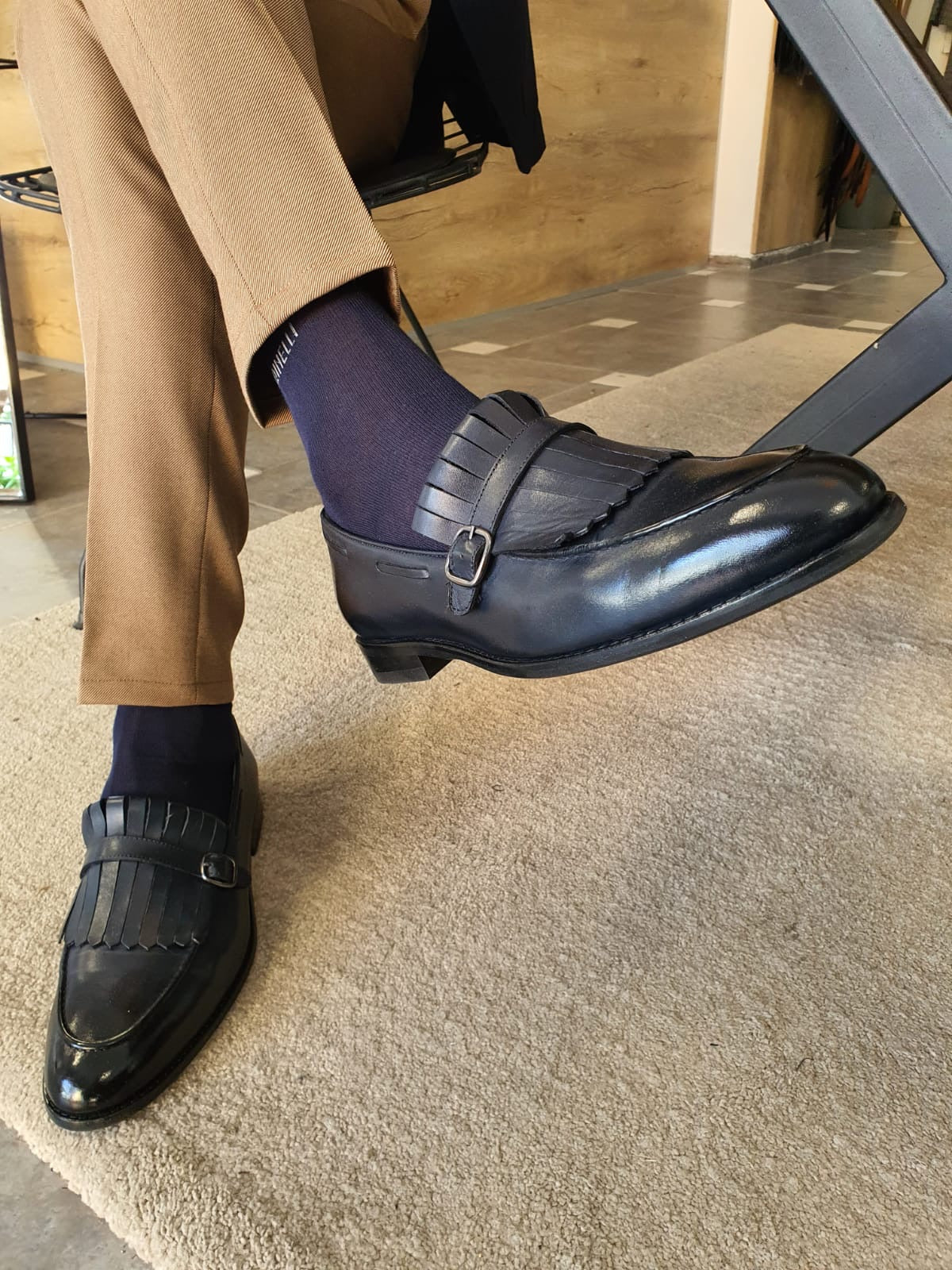 Severi  Dark Blue Kilt Loafers-baagr.myshopify.com-shoes2-BOJONI