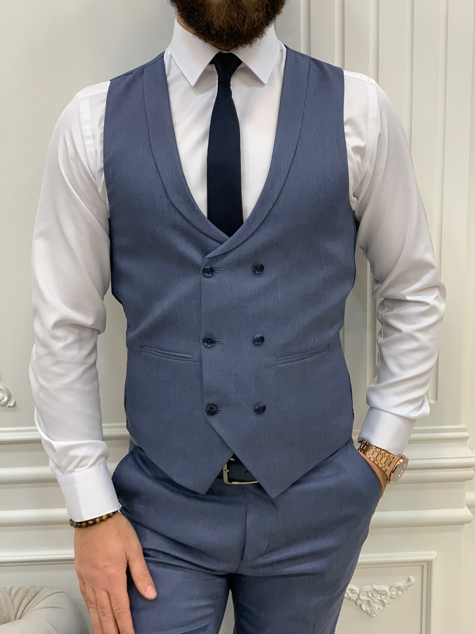 Bojoni Stefano Blue Slim Fit Suit