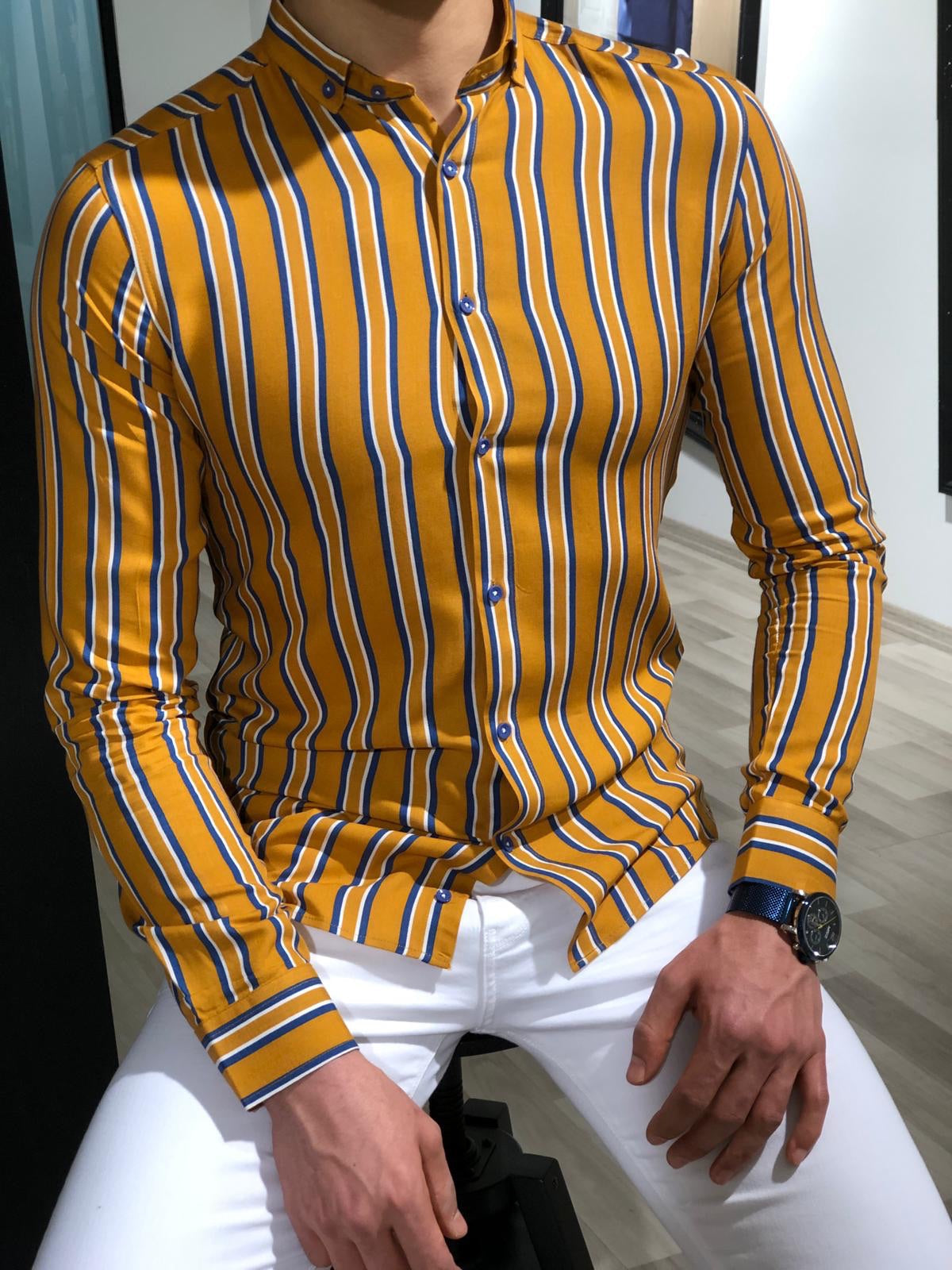 Benso Slim-Fit Striped Shirt (4 Colors)-baagr.myshopify.com-Shirt-BOJONI
