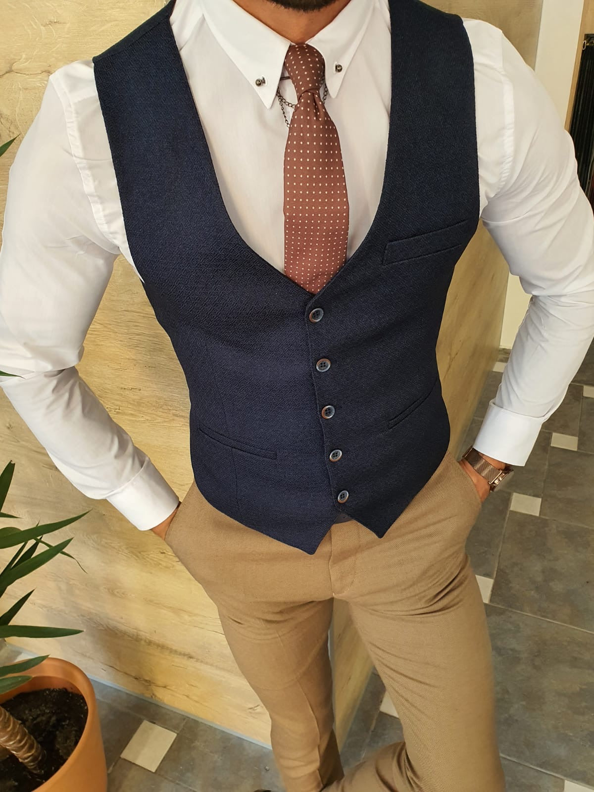 Severi Navy Blue Slim Fit Vest-baagr.myshopify.com-suit-BOJONI