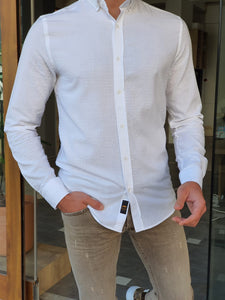 Mantova White Slim Fit Long Sleeve Cotton Shirt-baagr.myshopify.com-Shirt-BOJONI