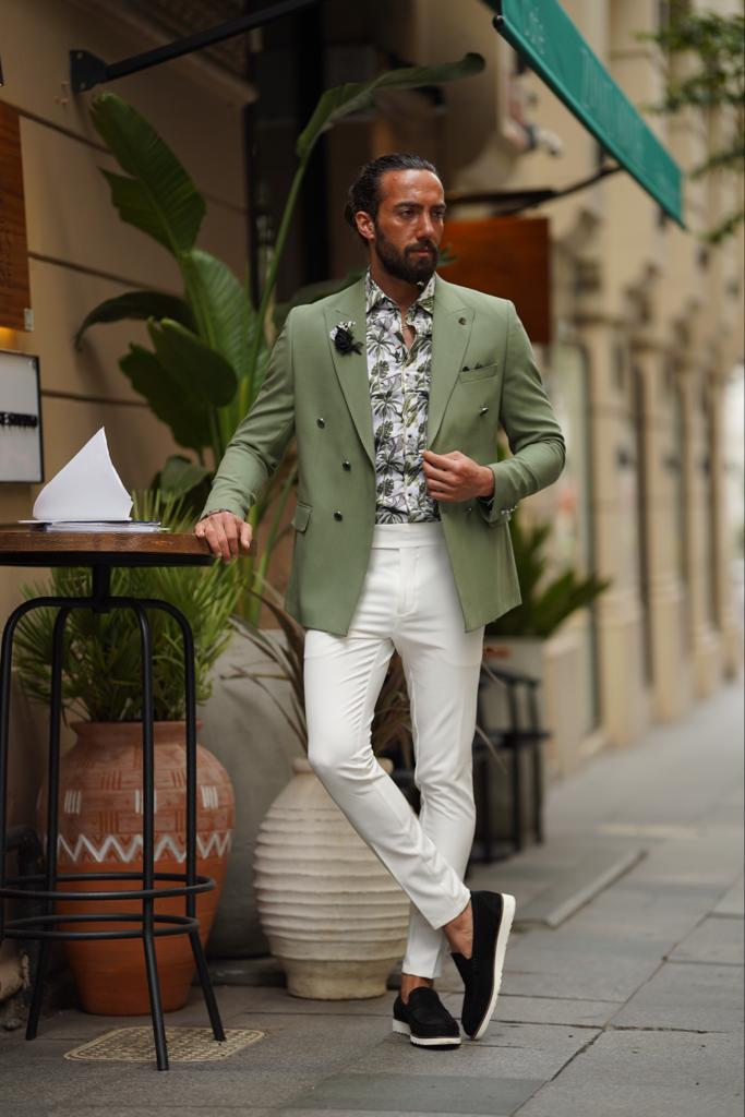 Bojoni Serra Green Slim Fit Combination Suit