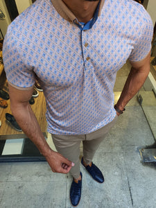 Luca Camel Slim Fit Button Collar Polo Shirt-baagr.myshopify.com-T-shirt-BOJONI