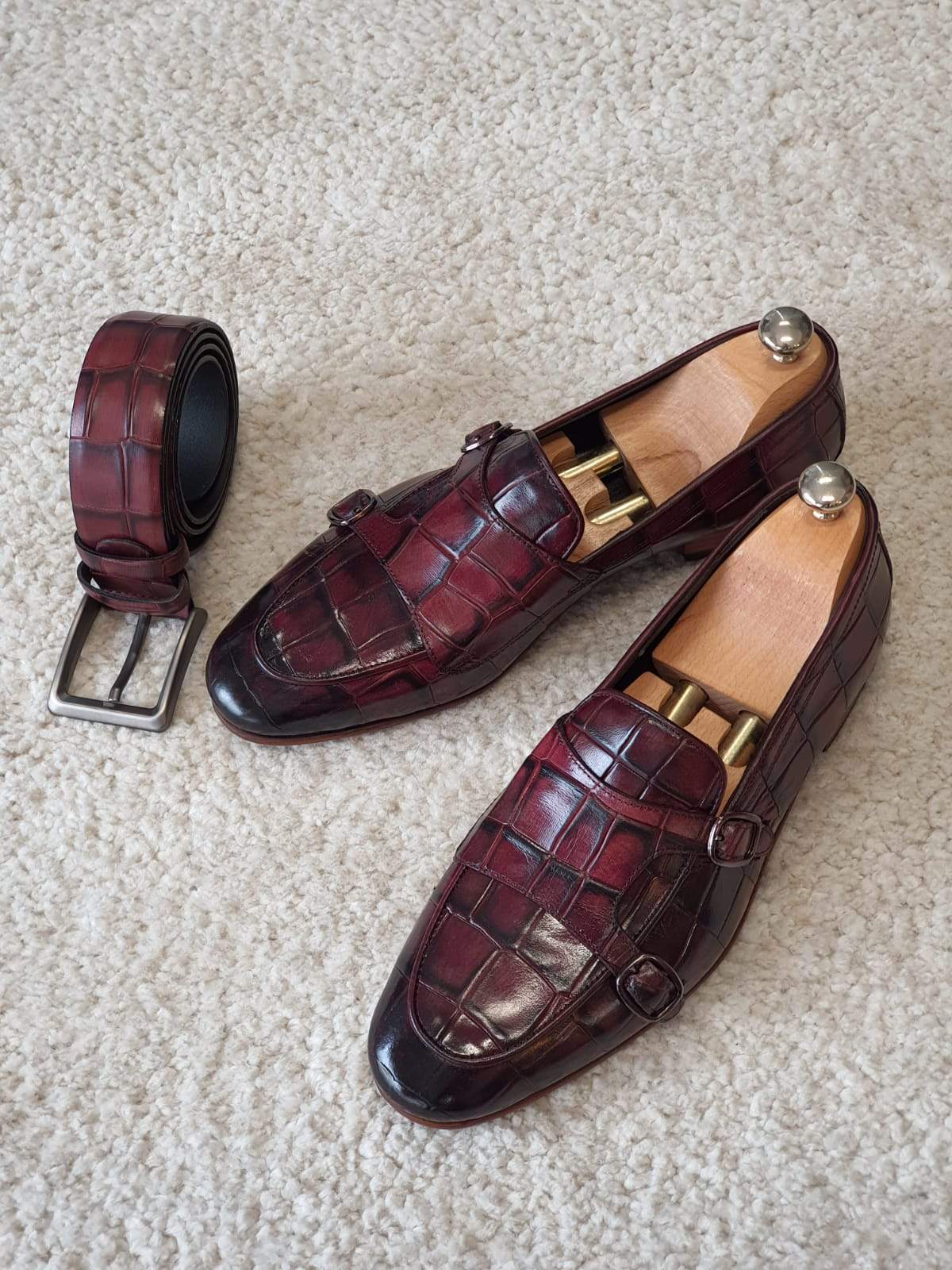 Antonio Burgundy Double Monk Strap Loafers-baagr.myshopify.com-shoes2-brabion