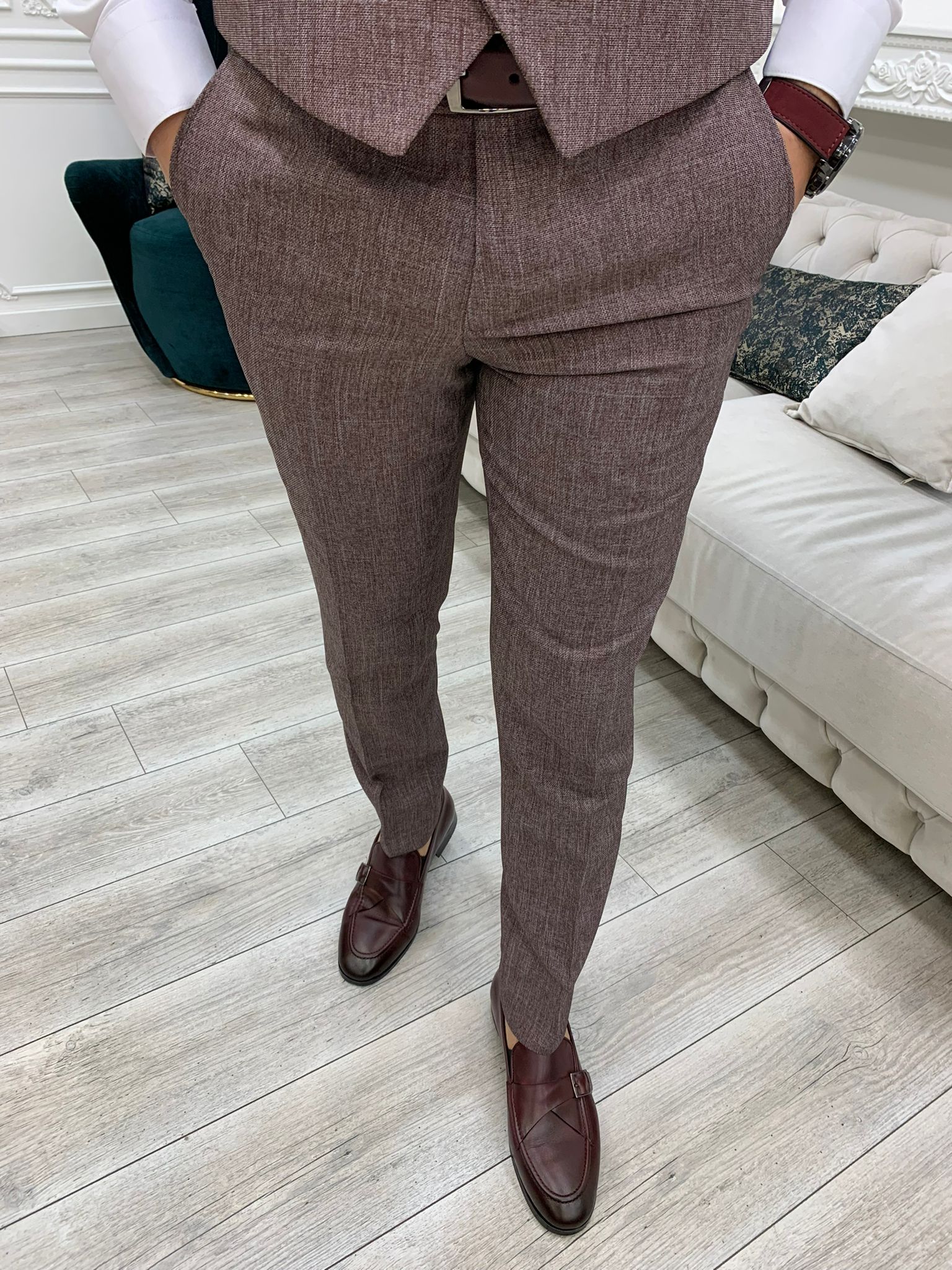 Bojoni Madison Burgundy Slim Fit Suit