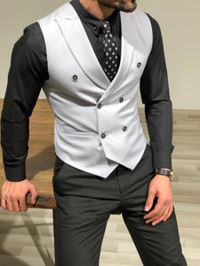 Slim-Fit Double  Breasted Vest Gray-baagr.myshopify.com-suit-BOJONI