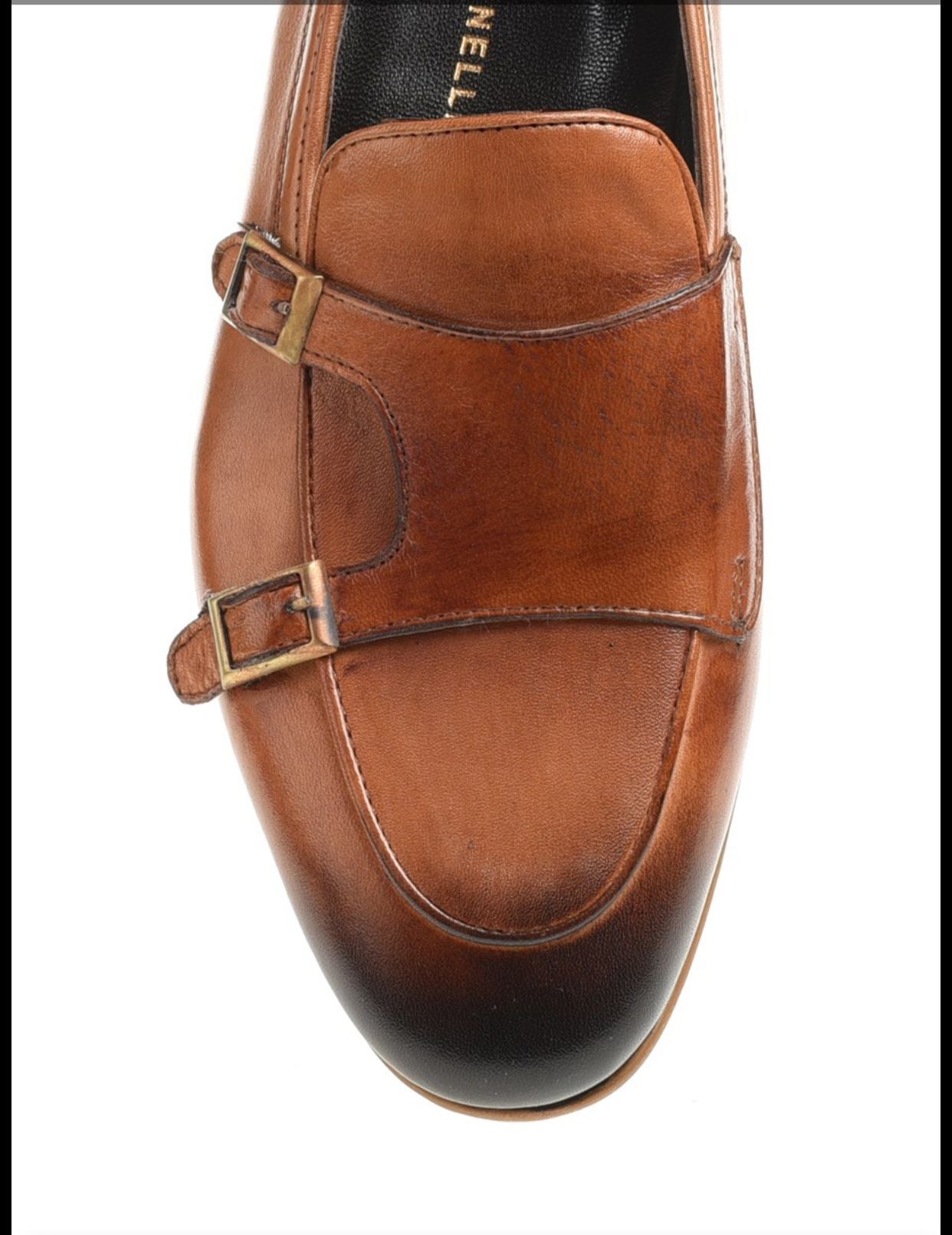 Bojoni Stepano Double Button Leather Tan Loafer