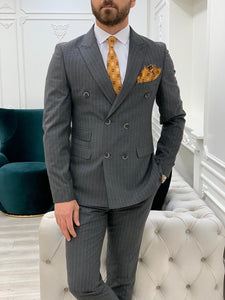 Furino Gray Slim Fit Double Breasted Pinstripe Suit-baagr.myshopify.com-1-BOJONI