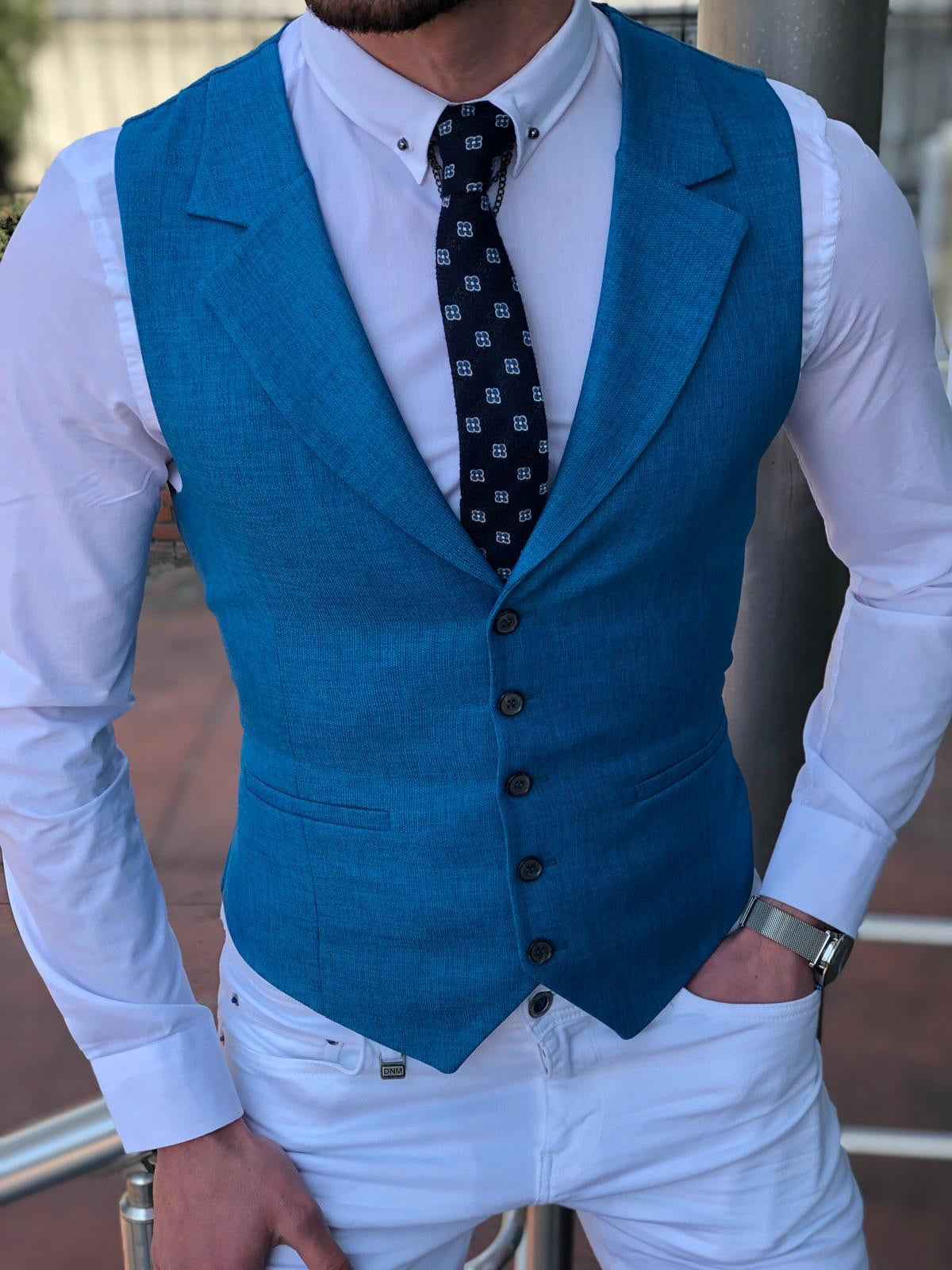 Multi Slim-Fit  Suit Vest Blue-baagr.myshopify.com-suit-brabion