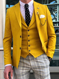 Multi Slim-Fit  Suit Vest Yellow-baagr.myshopify.com-suit-brabion