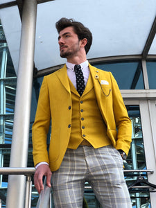 Multi Slim-Fit  Suit Vest Yellow-baagr.myshopify.com-suit-brabion