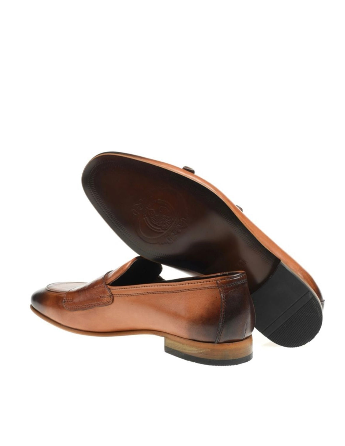 Bojoni Stepano Double Button Leather Tan Loafer